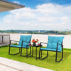 3 Pieces Rocking Bistro Set Outdoor Wicker Furniture Tempered Glass Coffee Table