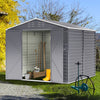 8X8.5FT Grey Metal Shed Garden Shed with Lockable Double Door & Air Vents Window