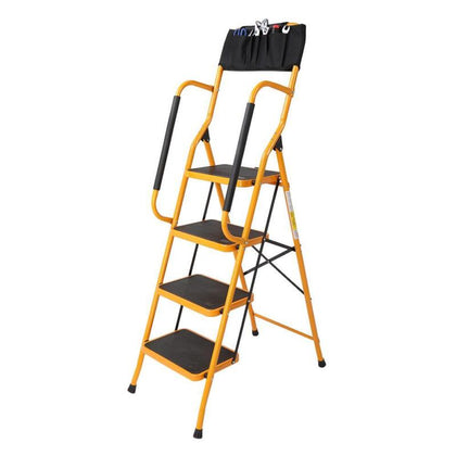 4 Step Ladder With Safety Handrail Foldable Safety Non Slip Matt Safe Heavy Duty