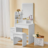 White Dressing Table Wood Makeup Desk with Mirror 4 Drawers Stool Bedroom Home