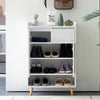 White Shoe Cabinet Storage Rack Living Room Wood 1 dwawer 2 Door 4 Shelf
