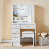 White Dressing Table Wood Makeup Desk with Mirror 5 Drawers Stool Shelf Bedroom