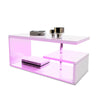 Alaska Modern High Gloss White Coffee Table Rectangle Side Table with RGB LED