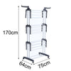 3 Tier Folding Clothes Hanging Rail Airer With Wheel Garment Drying Holder Rack