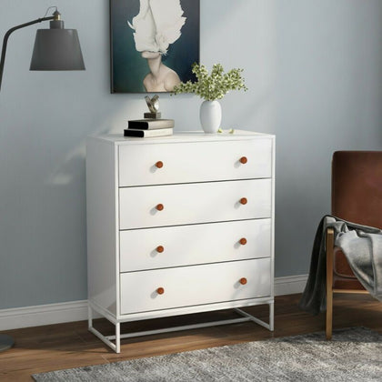 Large Chest of Drawers White 4 Drawers Bedroom Hallway with Wide Storage Space