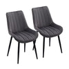 2x Dining Chairs Set Grey Velvet Upholstered Back Dining Room Reception Chair