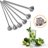 6Pcs Spoon Straws Milkshake Smoothie Drinks Cocktail Stirrers Stainless Steel