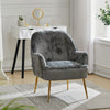 Round Back Crushed Velvet Armchair Tub Sofa Padded Dressing Chair w/ Golden Legs