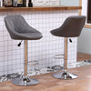 2x Bar Stools Breakfast Chairs Adjustable Swivel Gas Lift Chrome Legs Dark Grey