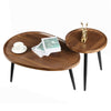 2PCS Walnut Wood Coffee Table Nesting Side Table with Metal Legs Room Apartment