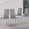 4pcs Grey Faux Leather Dining Chairs Metal Legs Ripple Lines Kitchen Dining Room