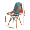 4Pcs Fabric Retro Lounge Office Chair Dining Chairs Wooden Leg Padded Patchwork