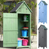 Outdoor Wooden Garden Shed Tool Storage Shelves Utility Cabinet Apex Roof w/Door