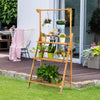 3-Tier Folding Bamboo Hanging Plant Stand Adjustable Flower Pot Display Shelf