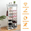 7+6 Tier Wooden Shoe Storage Rack Entryway Display Organizer with Drawer & Hooks