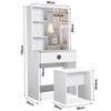 Dressing Table with Drawers, Mirror Stool Set Makeup Desk Vanity Table Bedroom