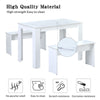 3 PCS White Dining Table Set Dining Table & 2 Benches Kitchen for Small Space