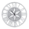 Round Diamond Wall Clock Crystal Crushed Sparkle Shining Silver Wall Mount Clock