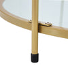 Round Glass Coffee Table with Golden Metal Legs & Shelf - Living Room Furniture