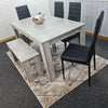 Grey Dining Table and 4 Black Chairs With 1 Bench Kitchen Dining Room Set