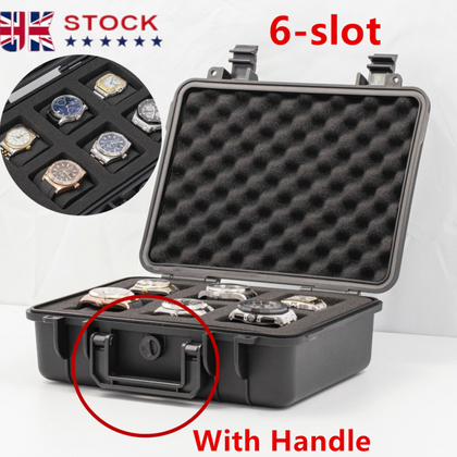 6 Watch Travel Case Watch Storage Safe Carrying Hard Box Waterproof With Handle