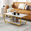 Modern Faux Marble Coffee Table 2-Tier Rectangular Accent Table Chic Cocktail