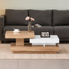 Rotating Gloss Coffee Table In White And Oak Effect with LED Light Center Table