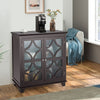 Wooden Buffet Cabinet Storage Sideboard Cupboard 2 Glass Doors Adjustable Shelf