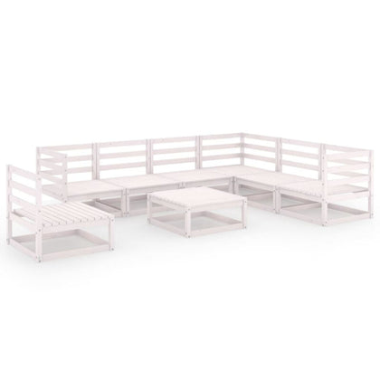 8 Piece Garden Set White Solid Pinewood C6X3
