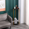 90cm Plant Stand Plant Holder Tall Side End Table 2-Tier with Golden Metal Frame