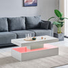 Coffee Table LED High Gloss White Rectangle Cocktail Table Modern Living Room
