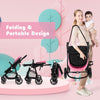 2 in 1 Baby Stroller Foldable Pushchair Reversible Seat With Adjustable Canopy