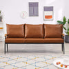 Modern 3-Seater Faux Leather Sofa Armchair Black/Cream/Brown Couches Living Room