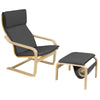 Wooden Lounge Chair Leisure Armchair with Storage Footstool & Removable Cushion