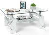 Glass Coffee Table With Storage Modern Living Room Furniture Tea Coffee Table