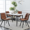 2* Mix Color Dining Chairs Faux Leather Padded Seat Metal Legs Chair Brown Grey