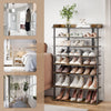 7 Tier Shoe Rack Vertical Tall Storage Shelf Unit Cabinet Organizer Rustic Brown
