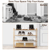 4 TIERS BAMBOO SHOE RACK FOOTWEAR ORGANISER WOODEN STORAGE SHELVES STAND
