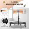 Foldable Mini Trampoline 115cm Exercise Trampoline w/ Height Adjustable Handrail
