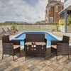 4PCS Brown Rattan Garden Furniture Set Patio Outdoor Sofa Table Chairs Set Home