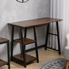 Nordic Vintage Office PC Computer Desk Small With Shelves Industrial Metal Frame