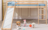 Kids Bunk Beds Mid Sleeper Slide & Ladder Pine Wood 3FT Single Cabin Bed Frame
