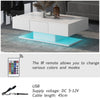 Coffee Table White LED High Gloss Rectangle Cocktail Table Modern Living Room