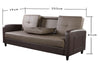 Sofa Bed Faux Leather with Cup holder and Armrests 3 Seater Black Brown Ash Grey