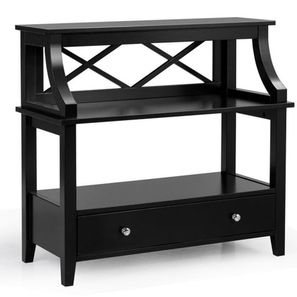 Narrow Console Table Entryway Table Sofa Side End Table w/ Drawer & Open Shelf