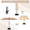 4.6m Double-Sided Parasol with Base Solar LED Lights and Crank Handle Outdoor