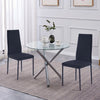 4x Black Velvet Dining Chairs with Round Tempered Glass Silver Legs Dining Table