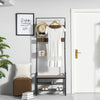 Industrial Coat Rack Stand with 8 Hooks Hangers Storage Cabinet Brown