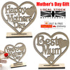 Personalised Mothers Day Gift for Mum Wooden Heart Plaque Freestanding Oak Gift
