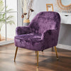 Upholstered Armchair Nordic Crushed Velvet Single Sofa Chair Golden Metal Leg